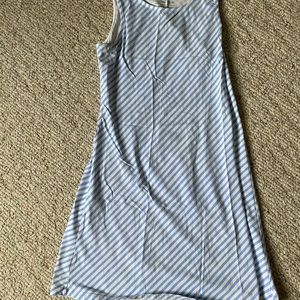 Mahi Gold size L dress, light blue and white diagonal stripe. Cotton